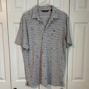 Travis Mathew Light Gray Patterned Polo Golf Shirt